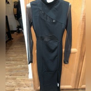 Fashion Nova black mesh midi dress